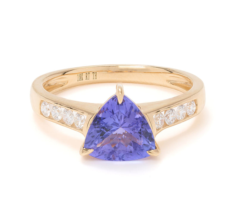Pure Tanzanite by Jeff Moseley 1.75 cttw Trillion Cut Ring, 18K Gold — View 12