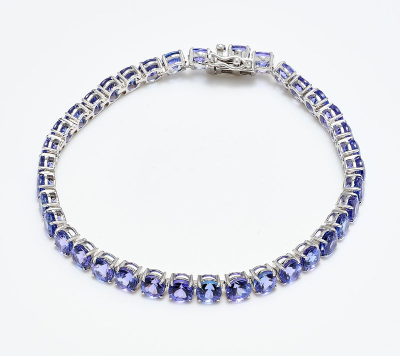 Pure Tanzanite by Jeff Moseley Round 10 cttw Line Bracelet, 18K Gold — View 2