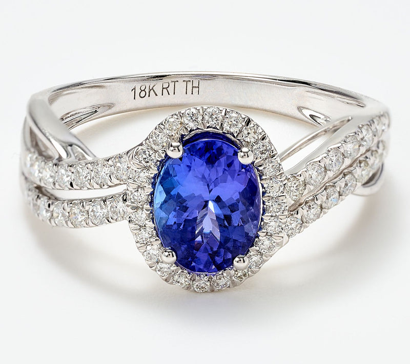Pure Tanzanite by Jeff Moseley 1.15 cttw Oval Asymetrical Ring, 18K Gold — Main view