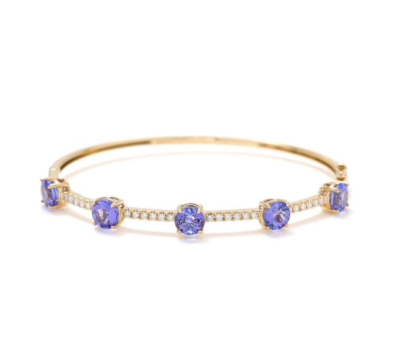 Pure Tanzanite by Jeff Moseley 5.33 cttw Station Bangle, 18K — Main view