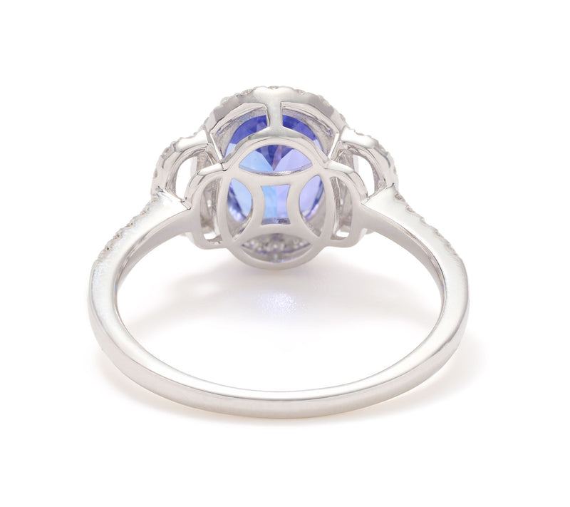 Pure Tanzanite by Jeff Moseley 1.68 cttw Oval Diamond Halo Ring, 18K — View 3