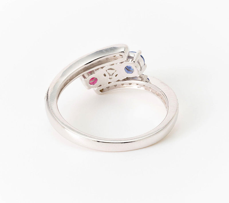 Carlo Viani Red, White & Blue Bypass Ring, 14k Gold — View 3