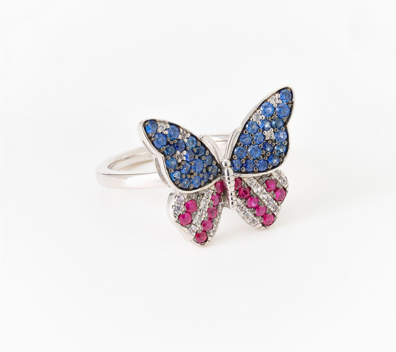 Carlo Viani Americana Butterfly Motif Ring, Sterling Silver — Main view
