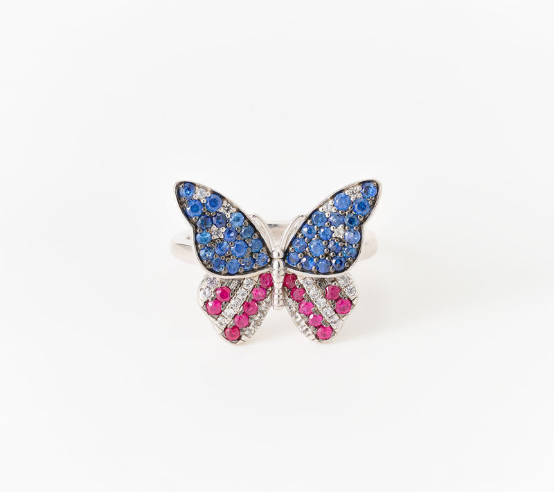 Carlo Viani Americana Butterfly Motif Ring, Sterling Silver — View 2