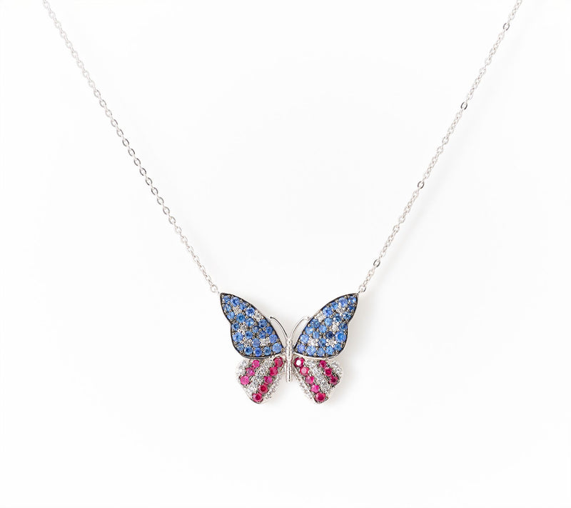 Carlo Viani Americana Butterfly Motif Necklace, Sterling Silver — Main view