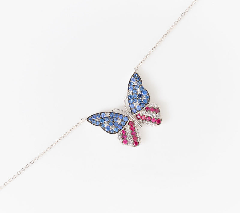 Carlo Viani Americana Butterfly Motif Necklace, Sterling Silver — View 3