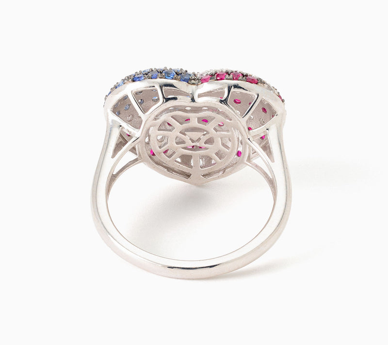 Carlo Viani Americana Heart Flag Ring, Sterling Silver — View 3