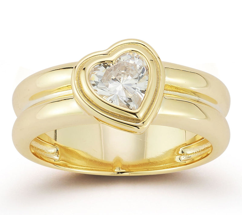 Sterlina Silver Heart Ribbed Band Ring, Sterling — View 9