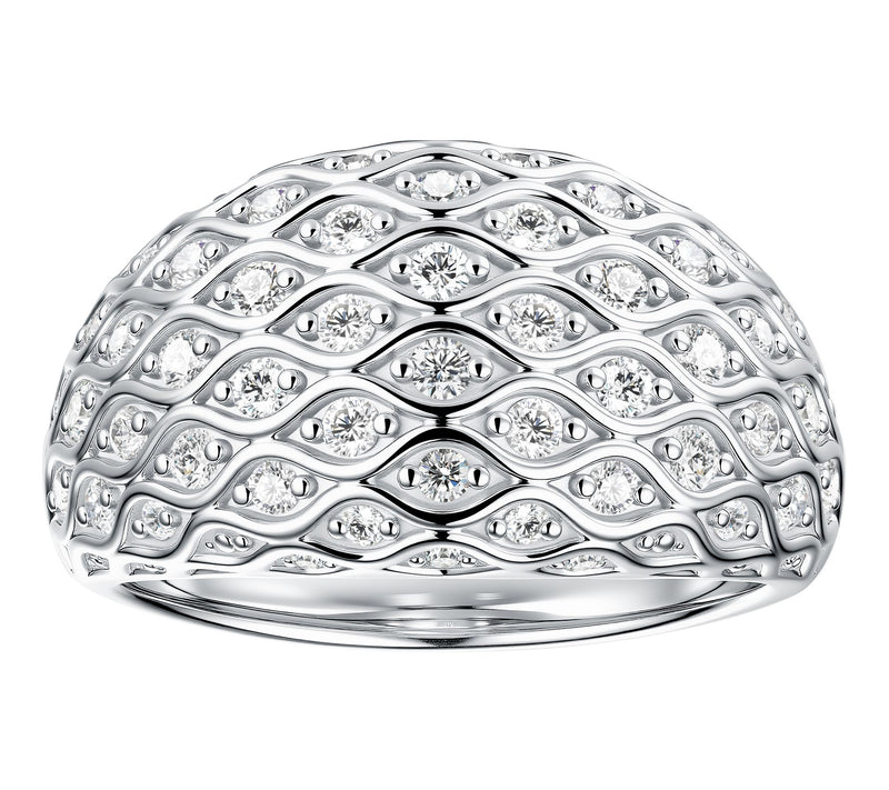 Diamonique Dome Lattice Style Ring, Sterling Silver — View 6