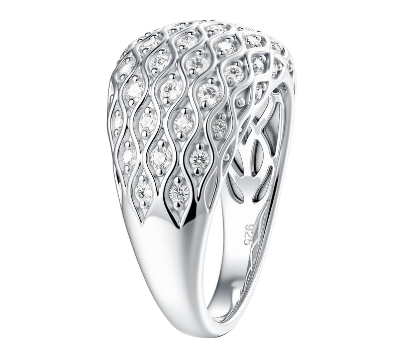 Diamonique Dome Lattice Style Ring, Sterling Silver — View 3