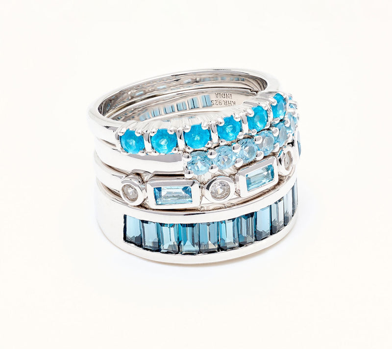 Affinity Gems Multi Blue Gem 4 Stacking Ring Set, Sterling — View 9