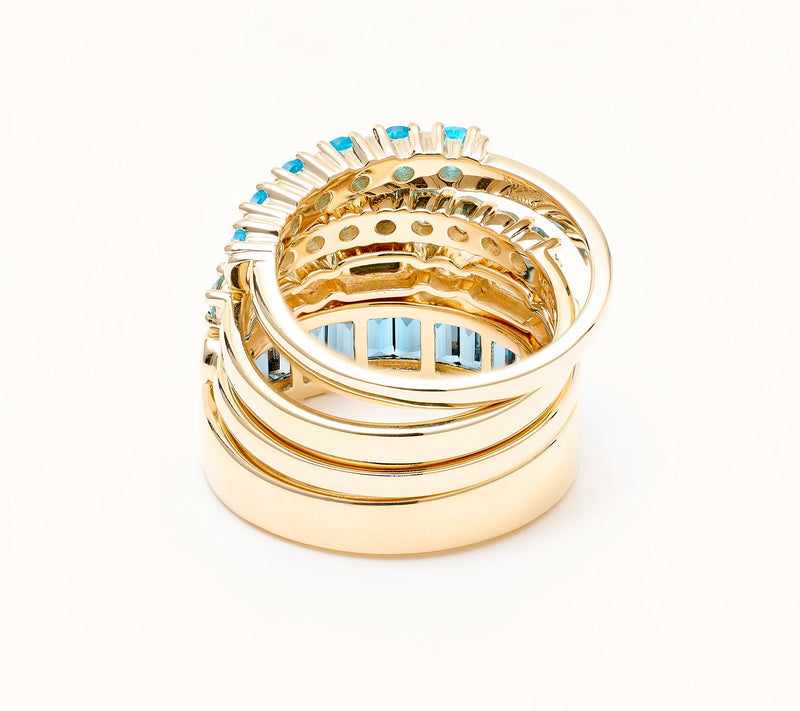 Affinity Gems Multi Blue Gem 4 Stacking Ring Set, Sterling — View 5