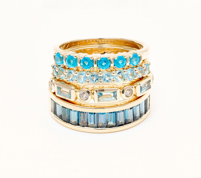 Affinity Gems Multi Blue Gem 4 Stacking Ring Set, Sterling — View 4