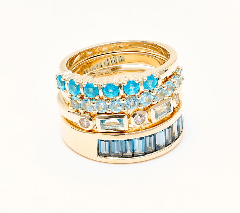Affinity Gems Multi Blue Gem 4 Stacking Ring Set, Sterling — View 10
