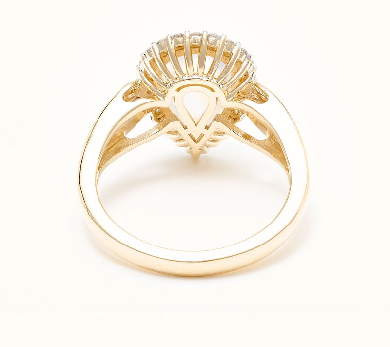 Affinity Gems Rainbow Moonstone & White Diamond Ring, 14K — View 3