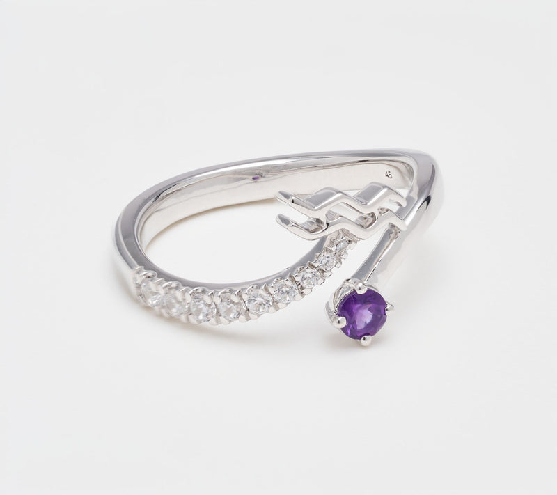 Fire Light Lab Grown Diamond 0.25 cttw Zodiac Ring, Sterling Silver — View 10