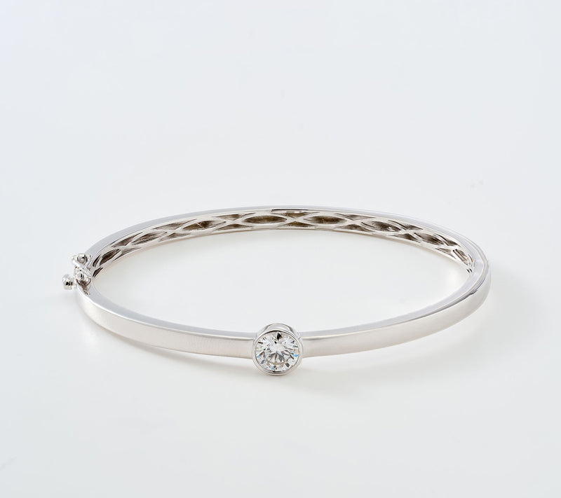Fire Light Lab Grown Diamonds 1.00 cttw Solitare Bangle Sterling — View 10
