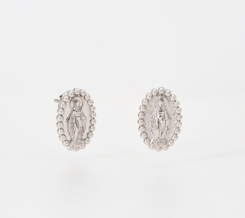 David Markstein Bronze Miraculous Medal Bead Border Earrings — View 11