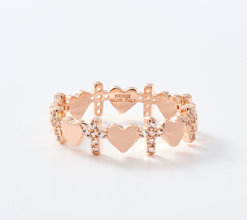 David Markstein Bronze Heart and Cross Stack Ring — View 11