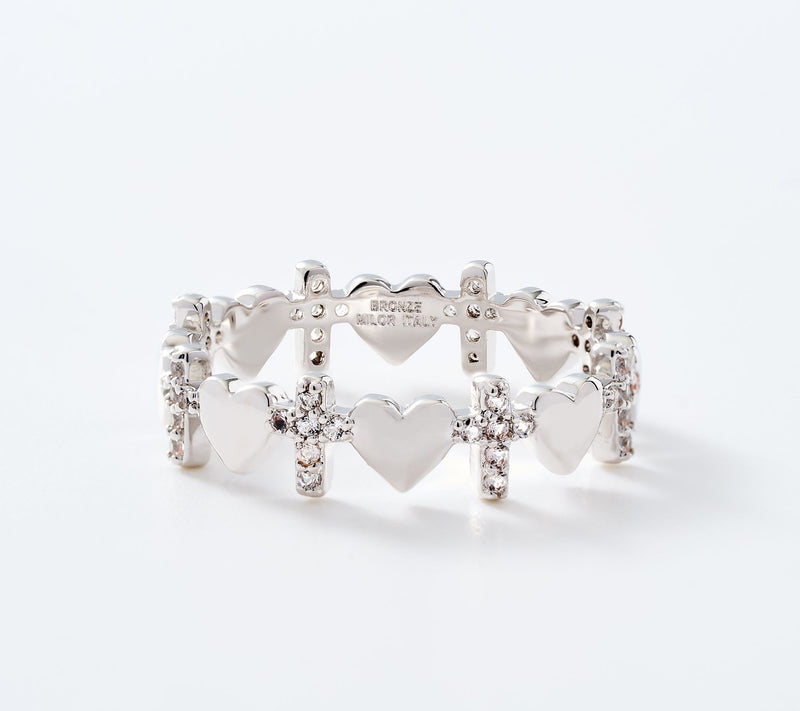 David Markstein Bronze Heart and Cross Stack Ring — View 12