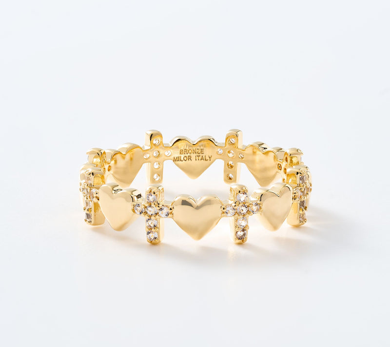 David Markstein Bronze Heart and Cross Stack Ring — View 13