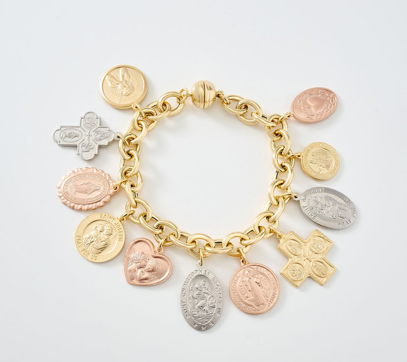 David Markstein Bronze Ponte Vecchio Multi Religious Charm Bracelet — Main view