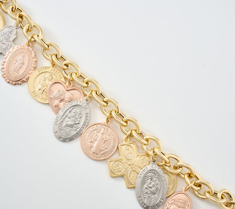 David Markstein Bronze Ponte Vecchio Multi Religious Charm Bracelet — View 2