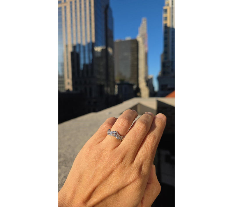 Diamonique Two Row Chevron Ring, Sterling Silver — View 3