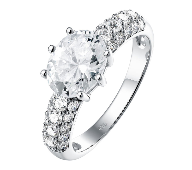 Diamonique Oval Cut Pave Band Ring, Sterling Silver — View 6