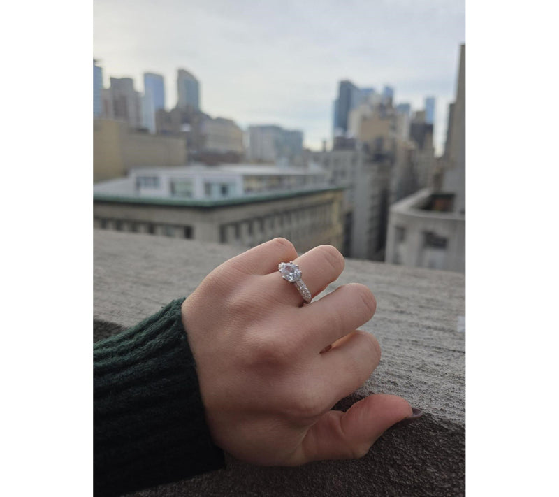 Diamonique Oval Cut Pave Band Ring, Sterling Silver — View 3