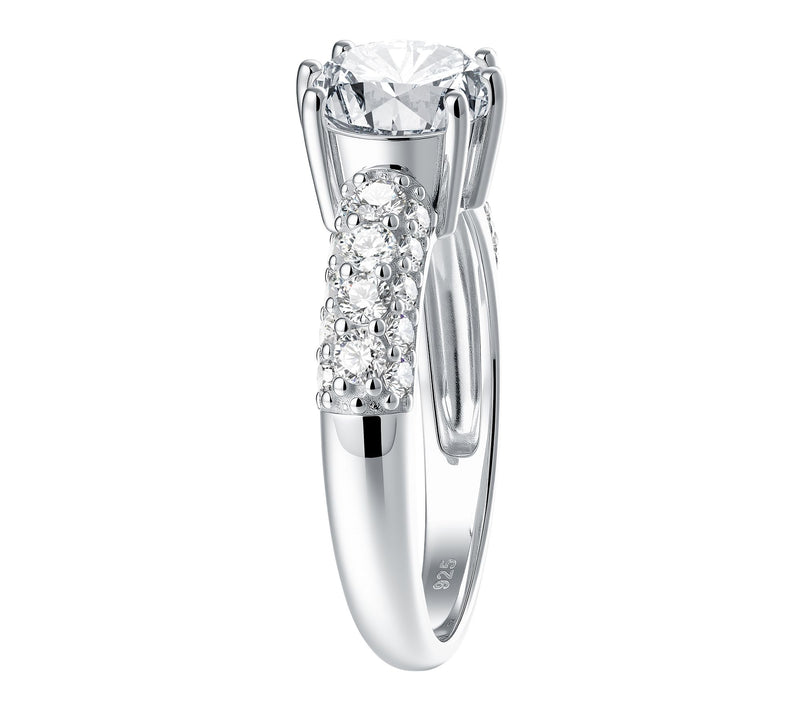 Diamonique Oval Cut Pave Band Ring, Sterling Silver — View 4