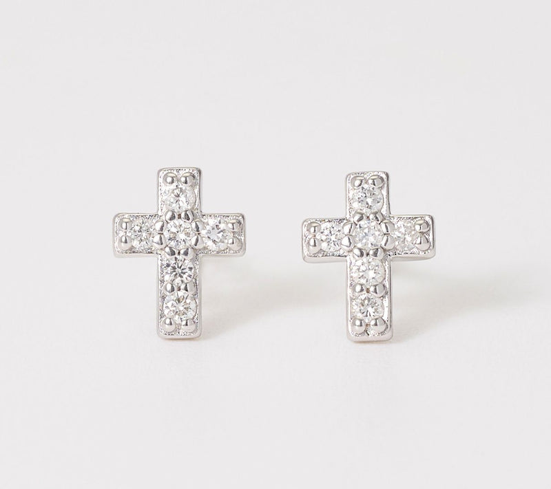 Affinity Diamonds 0.18 cttw Cross Stud Earrings, Sterling — View 5