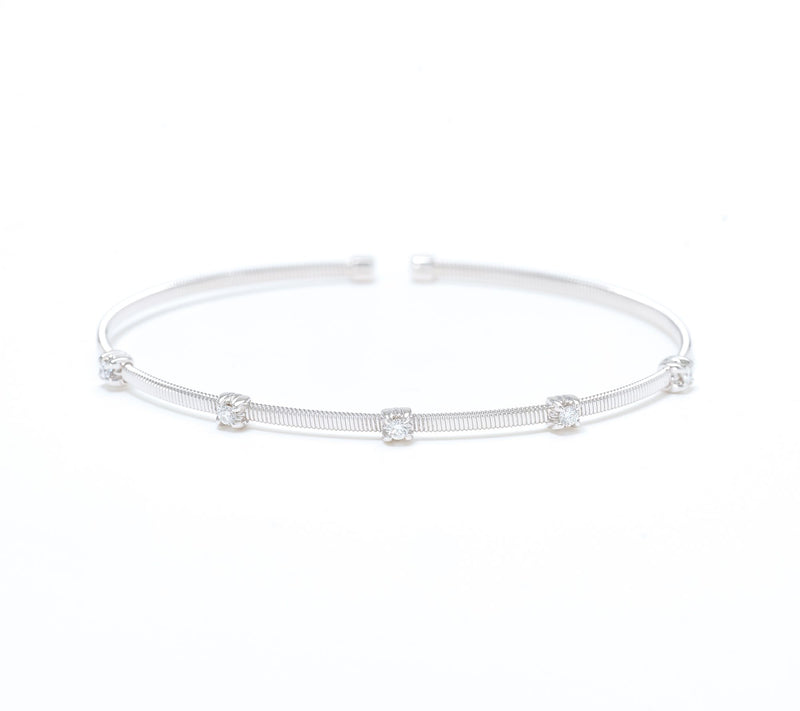 Affinity Diamonds 0.25 cttw Textured Station Bangle, 14k — View 6