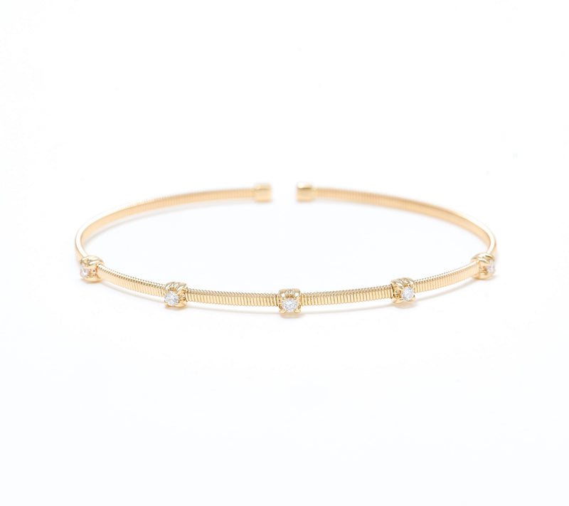Affinity Diamonds 0.25 cttw Textured Station Bangle, 14k — View 7