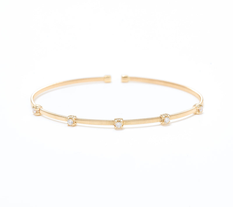 Affinity Diamonds 0.25 cttw Textured Station Bangle, 14k — Main view