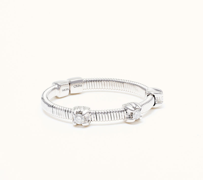 Affinity Diamonds 0.10 cttw Textured Station Ring, 14k — View 6