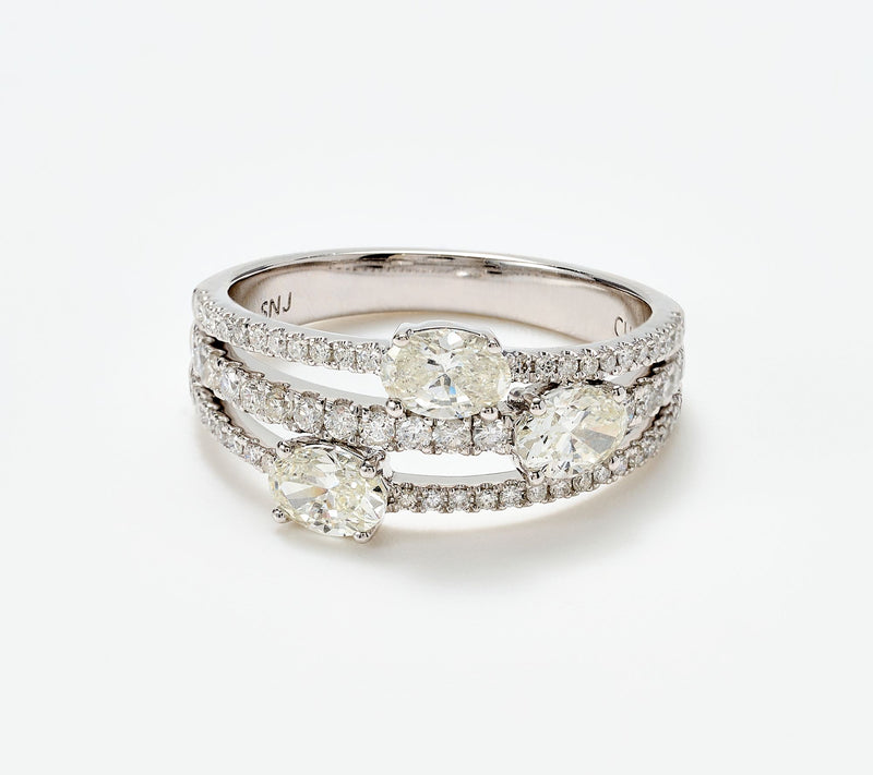 Affinity Diamonds 1.25 cttw Three Tier Oval East-West Band, Platinum — Main view