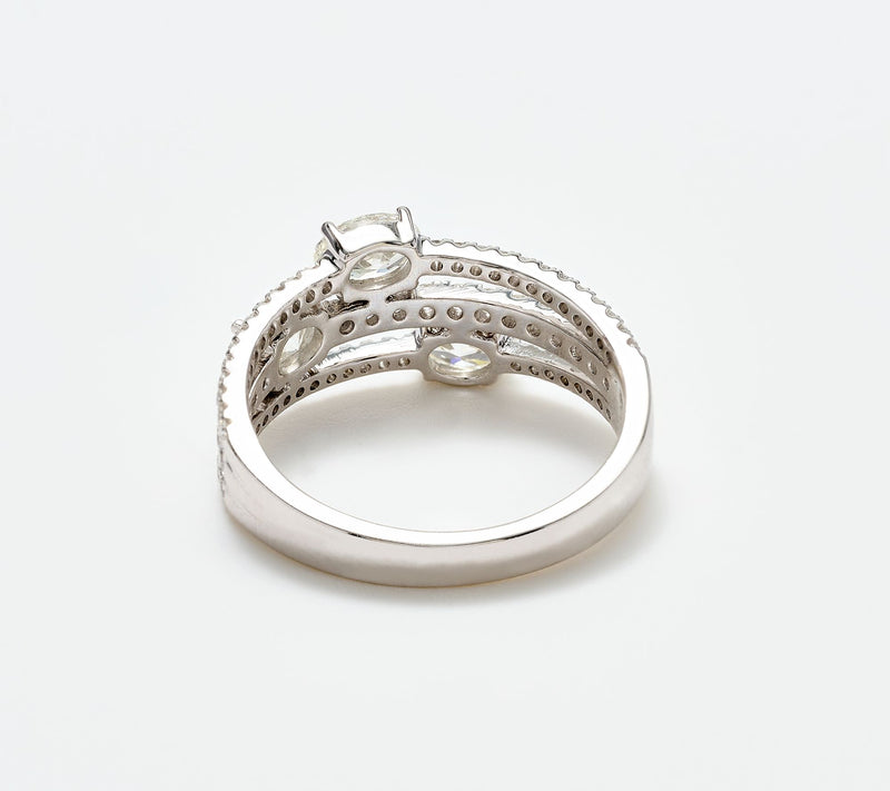 Affinity Diamonds 1.25 cttw Three Tier Oval East-West Band, Platinum — View 4