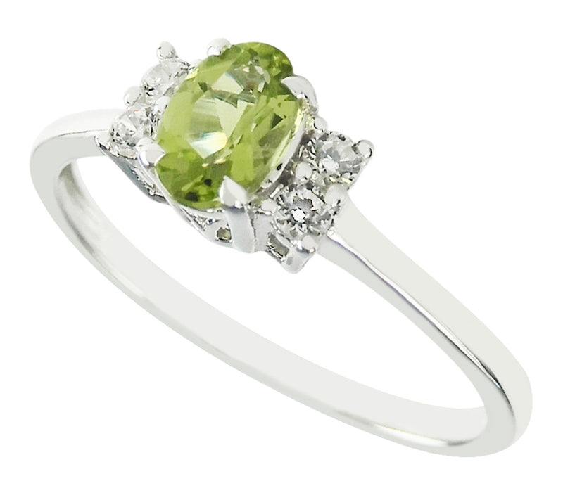Diamonique & Peridot Cocktail Ring, Sterling Silver — View 2