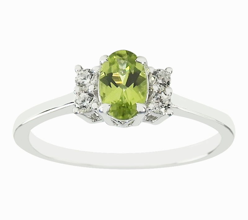 Diamonique & Peridot Cocktail Ring, Sterling Silver — View 5