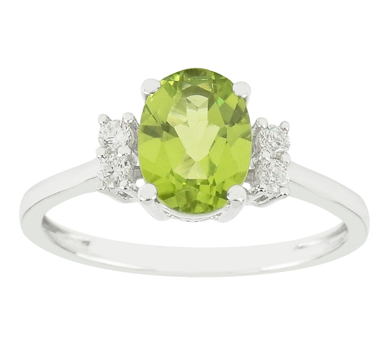 Diamonique & Peridot Ring, Sterling Silver — Main view