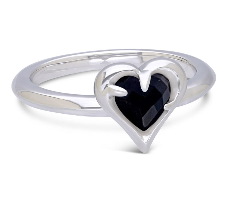 Margo Manhattan Sterling Moonstone & Onyx HeartRing Set — View 3