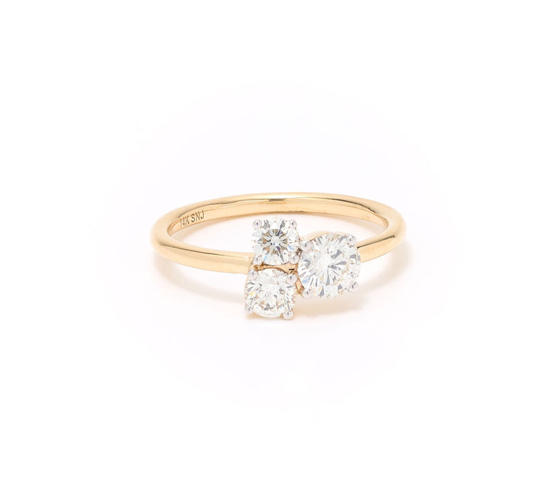 Affinity Diamonds 0.60 cttw 3 Stone Ring, 14k Gold — View 2
