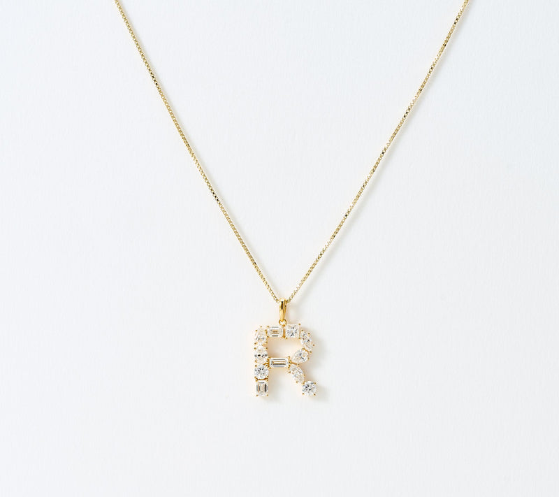 Fire Light Lab Grown Diamonds 1.00 cttw Fancy Shape Initial Necklace Yellow — View 2
