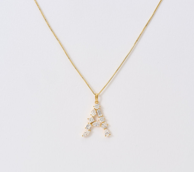 Fire Light Lab Grown Diamonds 1.00 cttw Fancy Shape Initial Necklace Yellow — View 32
