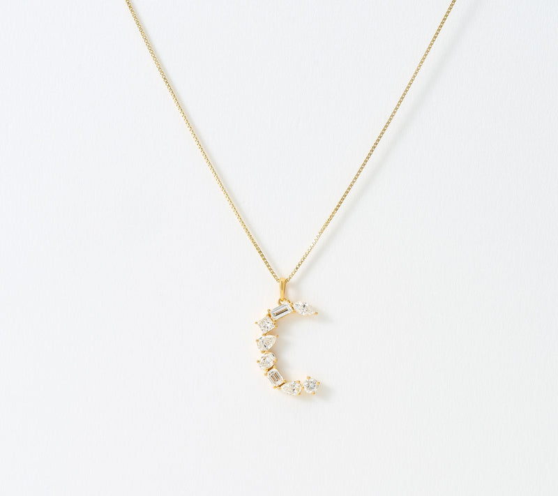 Fire Light Lab Grown Diamonds 1.00 cttw Fancy Shape Initial Necklace Yellow — View 34