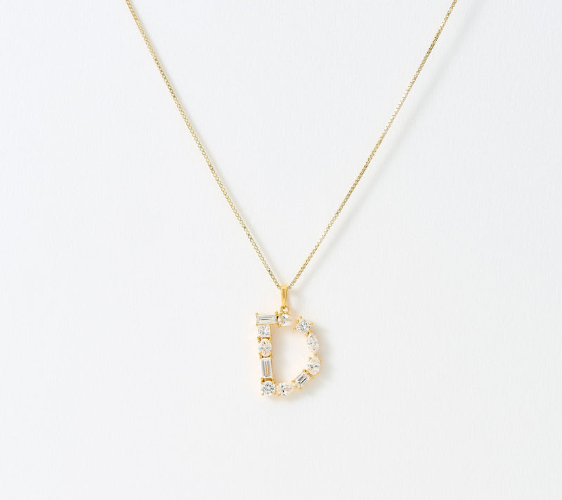 Fire Light Lab Grown Diamonds 1.00 cttw Fancy Shape Initial Necklace Yellow — View 35