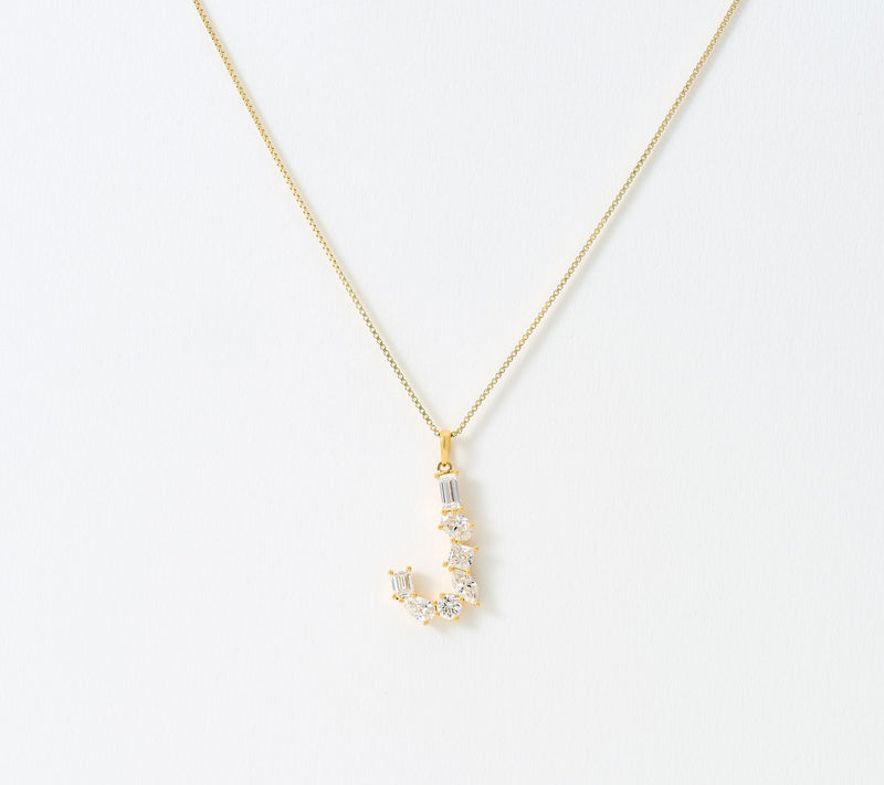 Fire Light Lab Grown Diamonds 1.00 cttw Fancy Shape Initial Necklace Yellow — View 41