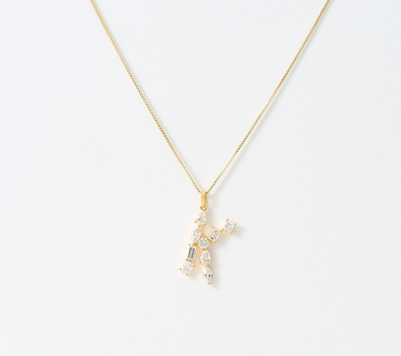 Fire Light Lab Grown Diamonds 1.00 cttw Fancy Shape Initial Necklace Yellow — View 42