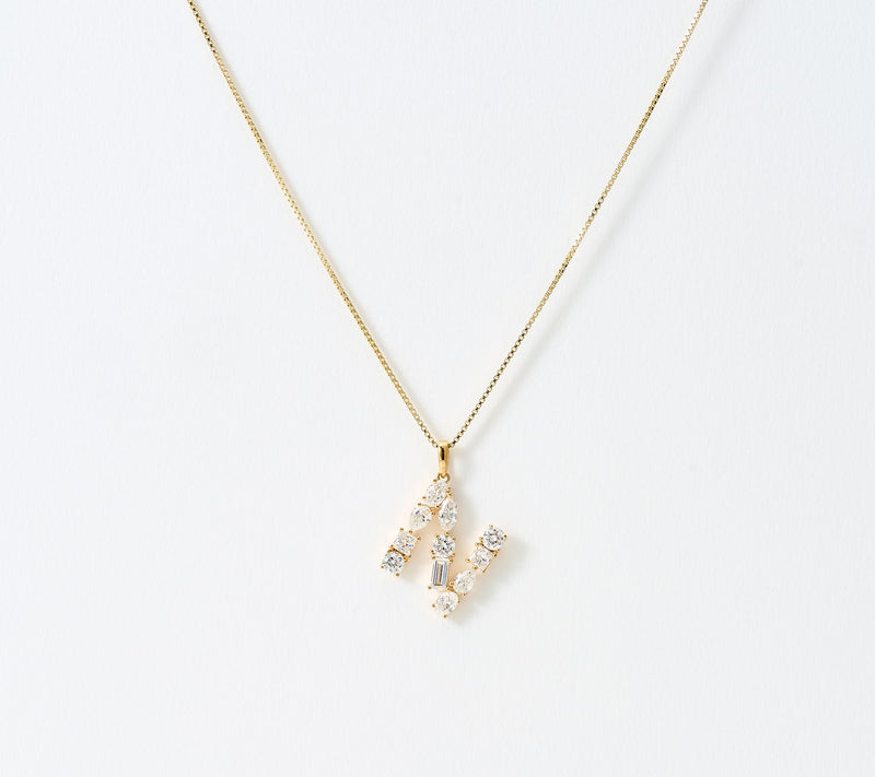 Fire Light Lab Grown Diamonds 1.00 cttw Fancy Shape Initial Necklace Yellow — View 45